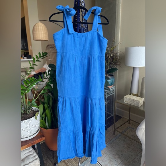 SEDGE Gauze Maxi Wendy Dress in Indigo Blue - Picture 7 of 8